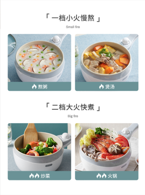 德国 oidire 电煮锅 多功能锅家用电蒸锅电热锅电炒锅电煎锅电火锅宿舍小锅学生煮面泡面锅涮炖火锅 odi-djk1