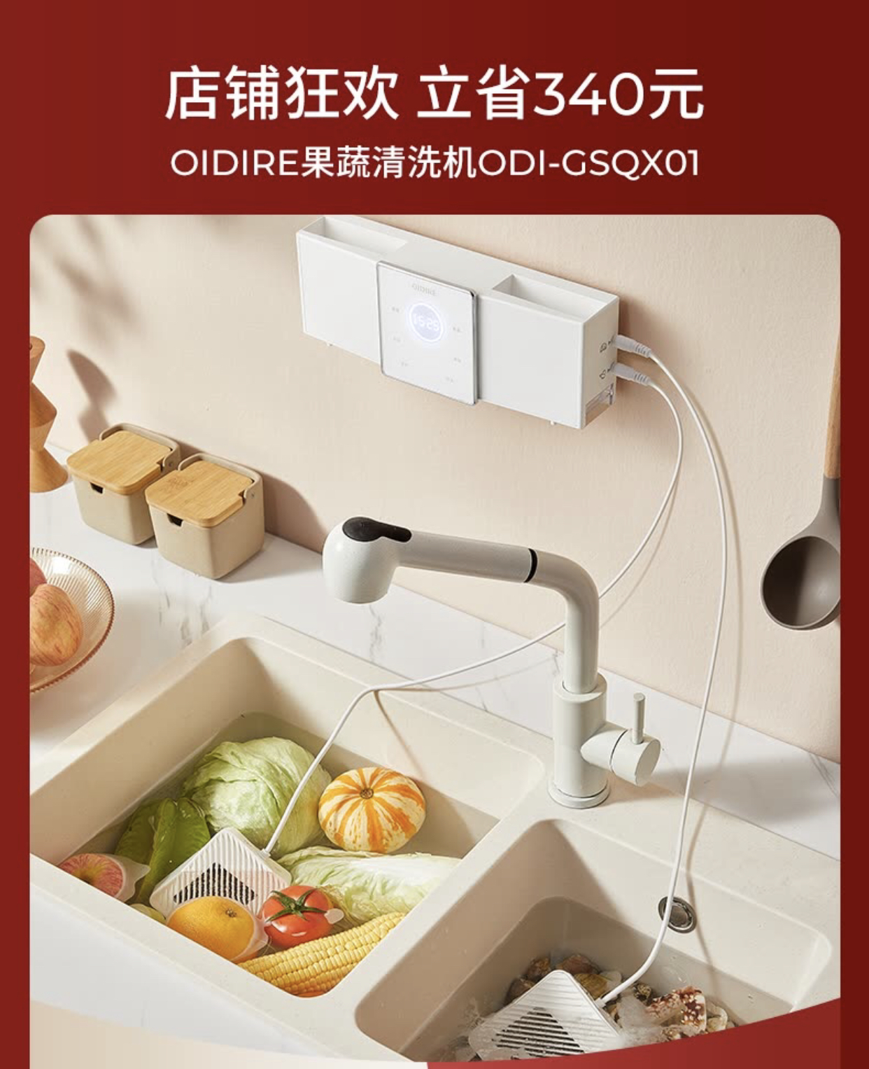 德国 oidire 果蔬清洗机洗菜机家用果蔬解毒机蔬菜水果食材净化机器全自动去农残鱼肉虾降激素消毒 odi-gsqx01 玛鲁白 双仓升级款