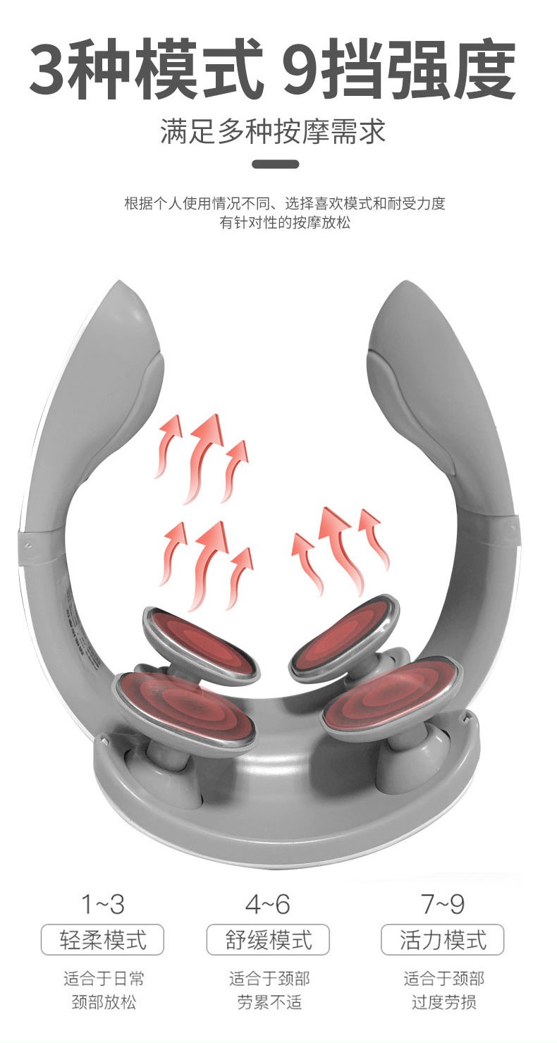 上亨（shangheng）颈椎按摩器肩颈部家用多功能护颈仪脖子酸痛疏通理疗智能充电脉冲按摩仪节日礼物 带遥控器【多种模式 恒温护理 低频脉冲】